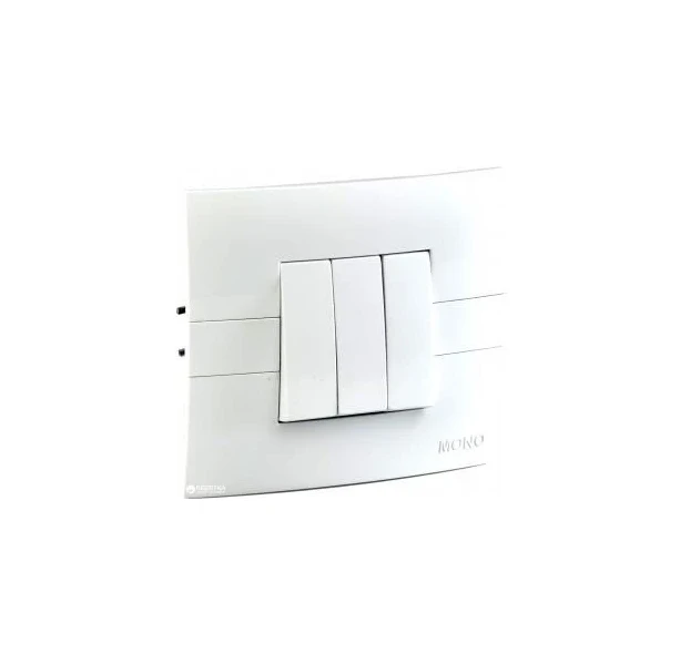 Вимикач трьохклавішний білий Mono Electric ECO 101-010101-114, фото 1