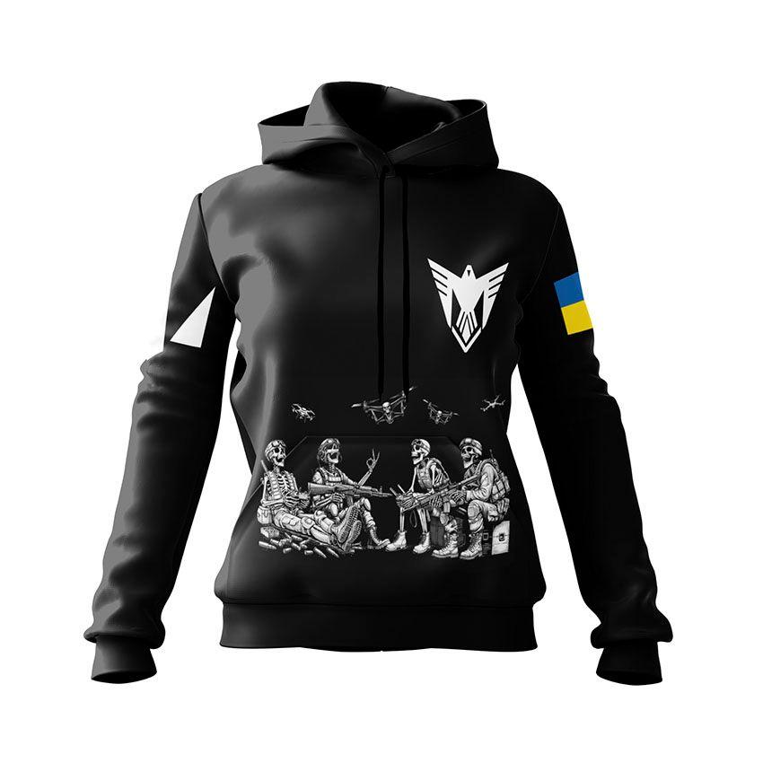 Худі жіноче з принтом «9-та окрема бригада безпілотних систем. Безсмертні дрони»