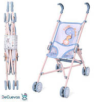 Коляска для ляльки прогулянкова — тростина, метал, принт Динозавр, 49×28×55 см, у пакеті