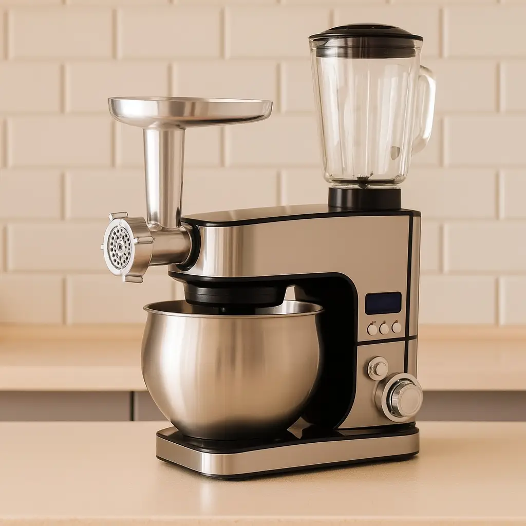 Кухонна машина Top Kitchen 4-в-1: Планетарний тістоміс 7 л, М'ясорубка, Скляний блендер та Насадки-тертки 4500 Вт, фото 1