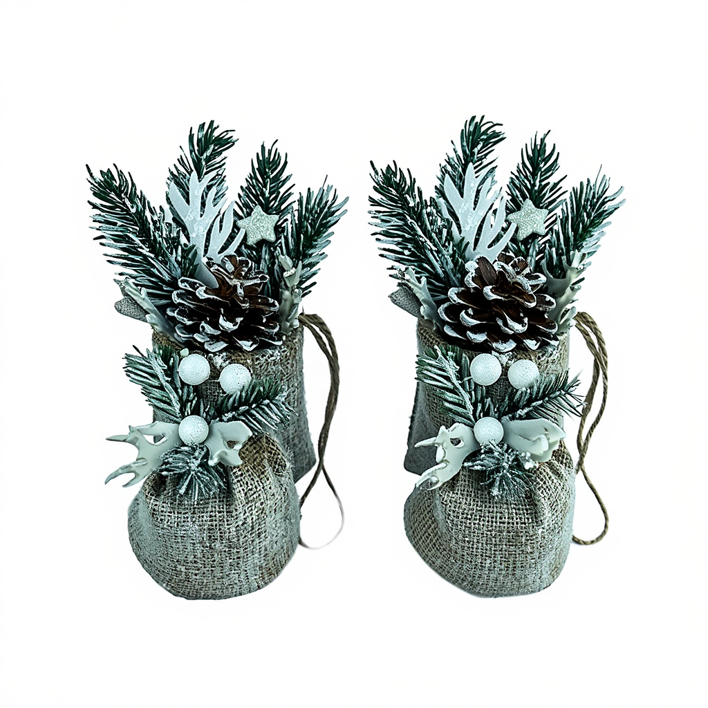 Набір новорічних підвісок на ялинку Башмачок 2 (шт) 7×11×12 (см) красиві ялинкові прикраси, новорічні іграшки для ялинки, фото 1