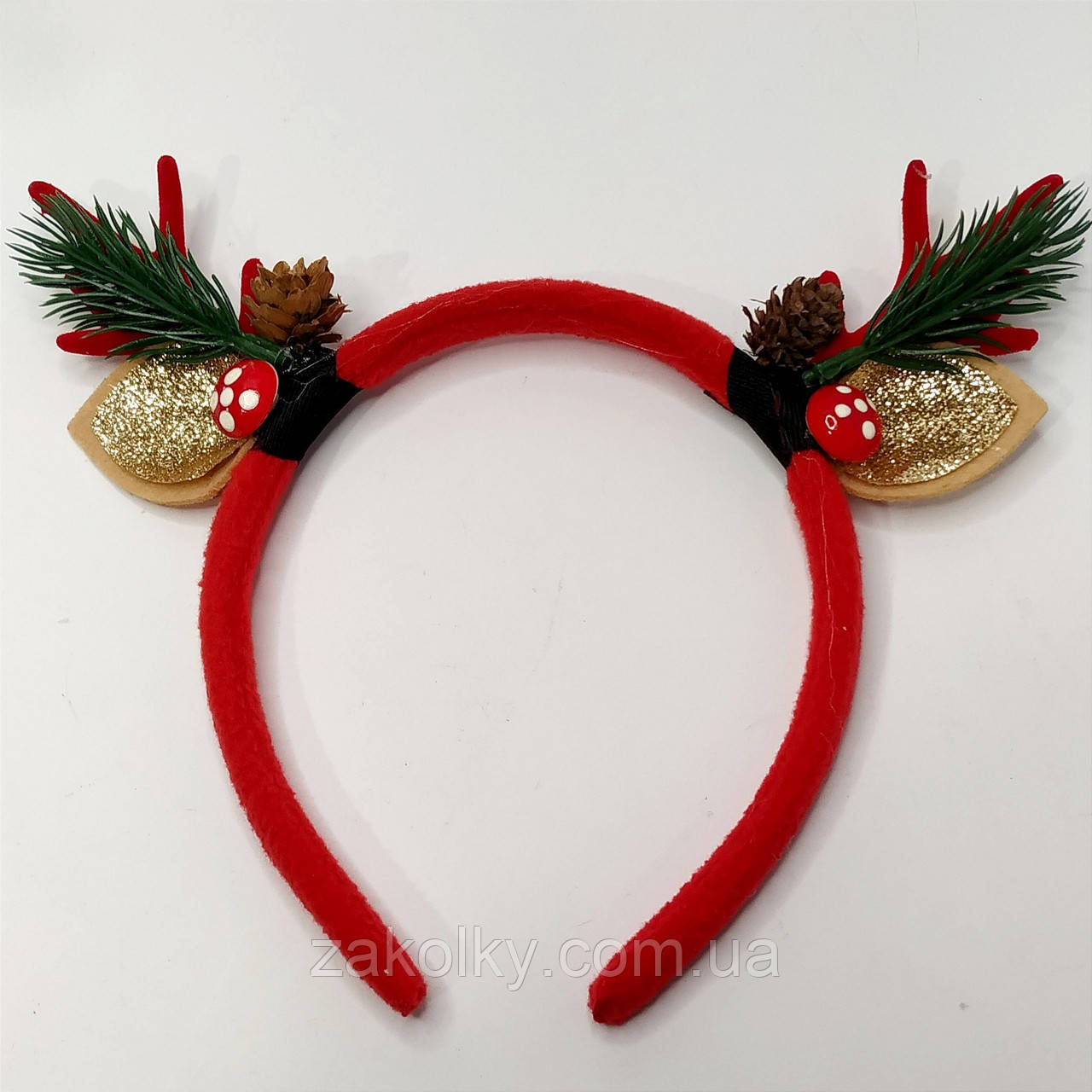 Обруч для волосся "Ріжки оленя з ялинкою".