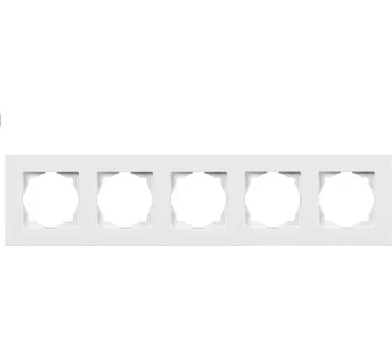 Рамка для розеток на 5 місць горизонтальна біла Gunsan Eqona 1401100000146, фото 1