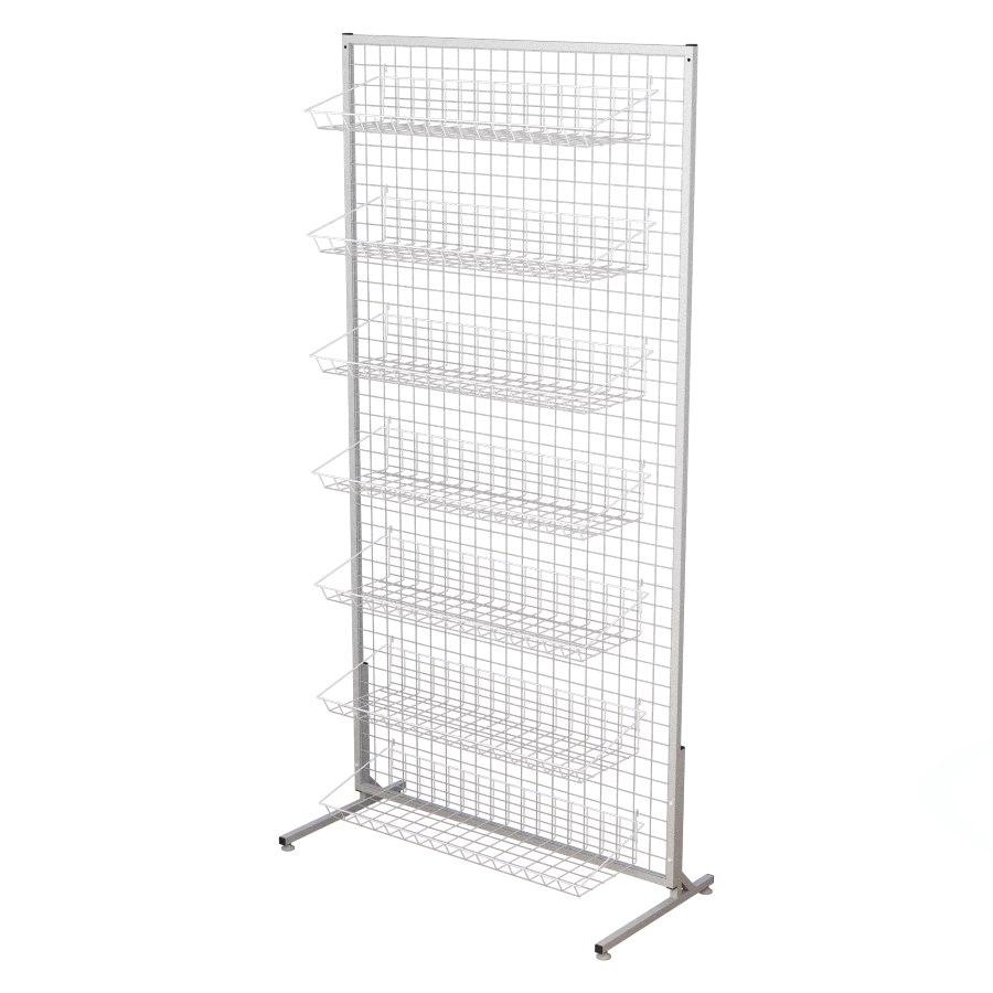 Стійка-сітка 100х200 з кошиками 85х25 (7 штук), біла