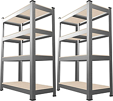 Набір з 2-х металевих стелажів багатоярусних 150х70х30 см для дому гаражу 4 полиці 150 кг на полицю 2 стелажі 4-рівневі