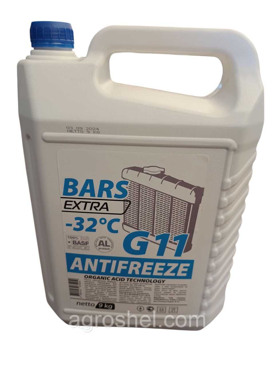 АНТИФРИЗ BARS EXTRA G11 ВІД -35 ДО +108 9Л BLUE, фото 1