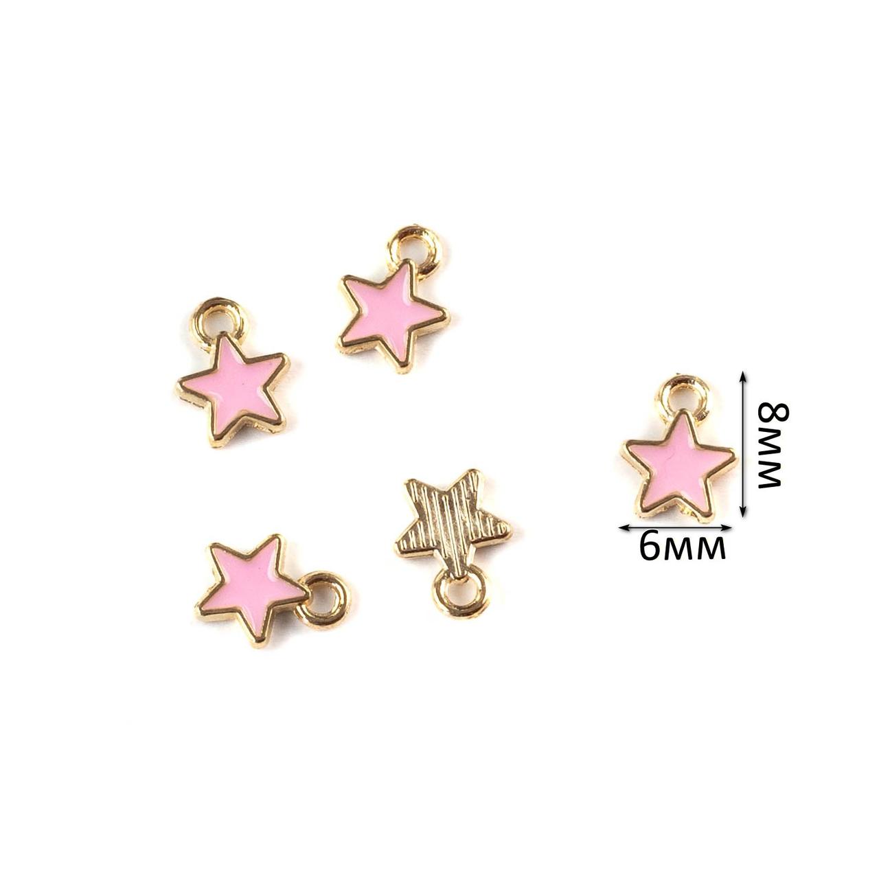 Підвіска Зірка золото з рожевою емаллю 1шт 6*8мм PDZ118, фото 1