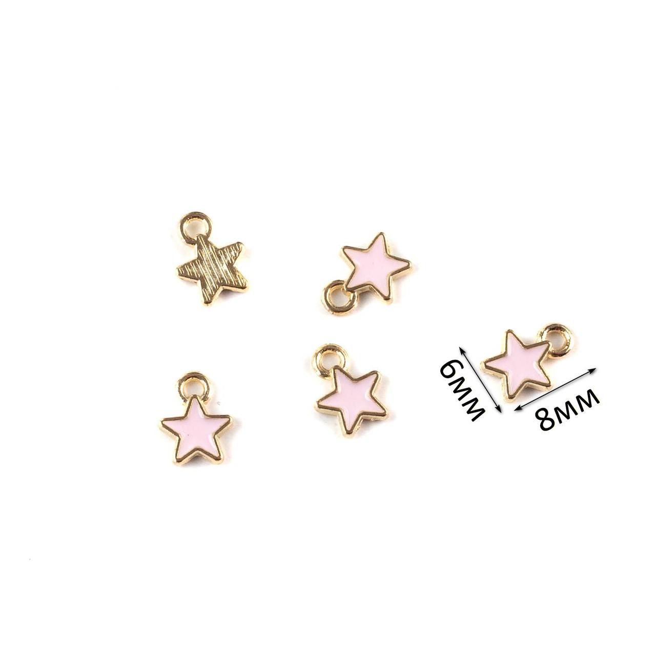 Підвіска Зірка золото з світло-рожевою емаллю 1шт 6*8мм PDZ123, фото 1