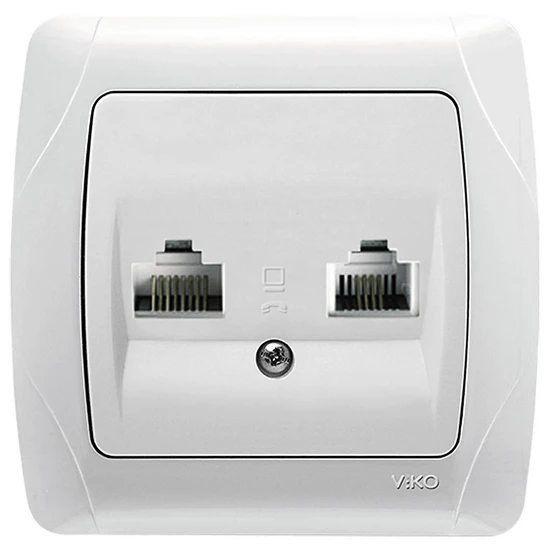 Розетка комп'ютерна і телефонна біла RG45/RJ11 VIKO Carmen 90561035, фото 1