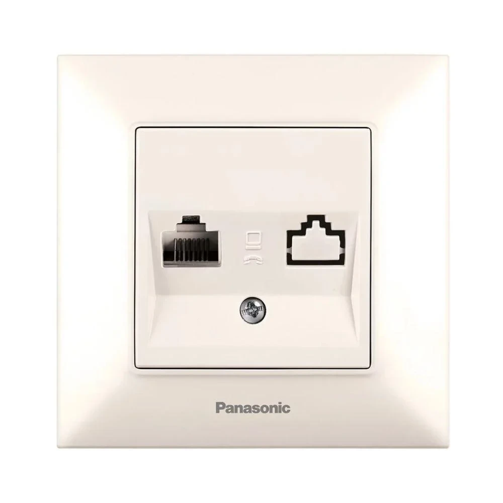 Розетка мережева RJ45 CAT6e Panasonic Arkedia Slim WNTC04052BG-UA кремова, фото 1