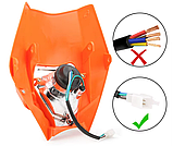 Фара крос ендуро універсальна (щиток) лампочка-груша 315Х298мм оранж, фото 3