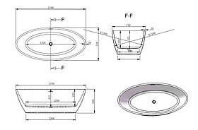Ванна VBI MONBLAN 170 x 75 окремостояча