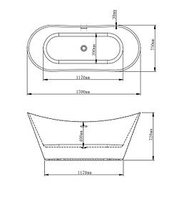Ванна VBI MARMOLADA BLACK 170 x 75 окремостояча