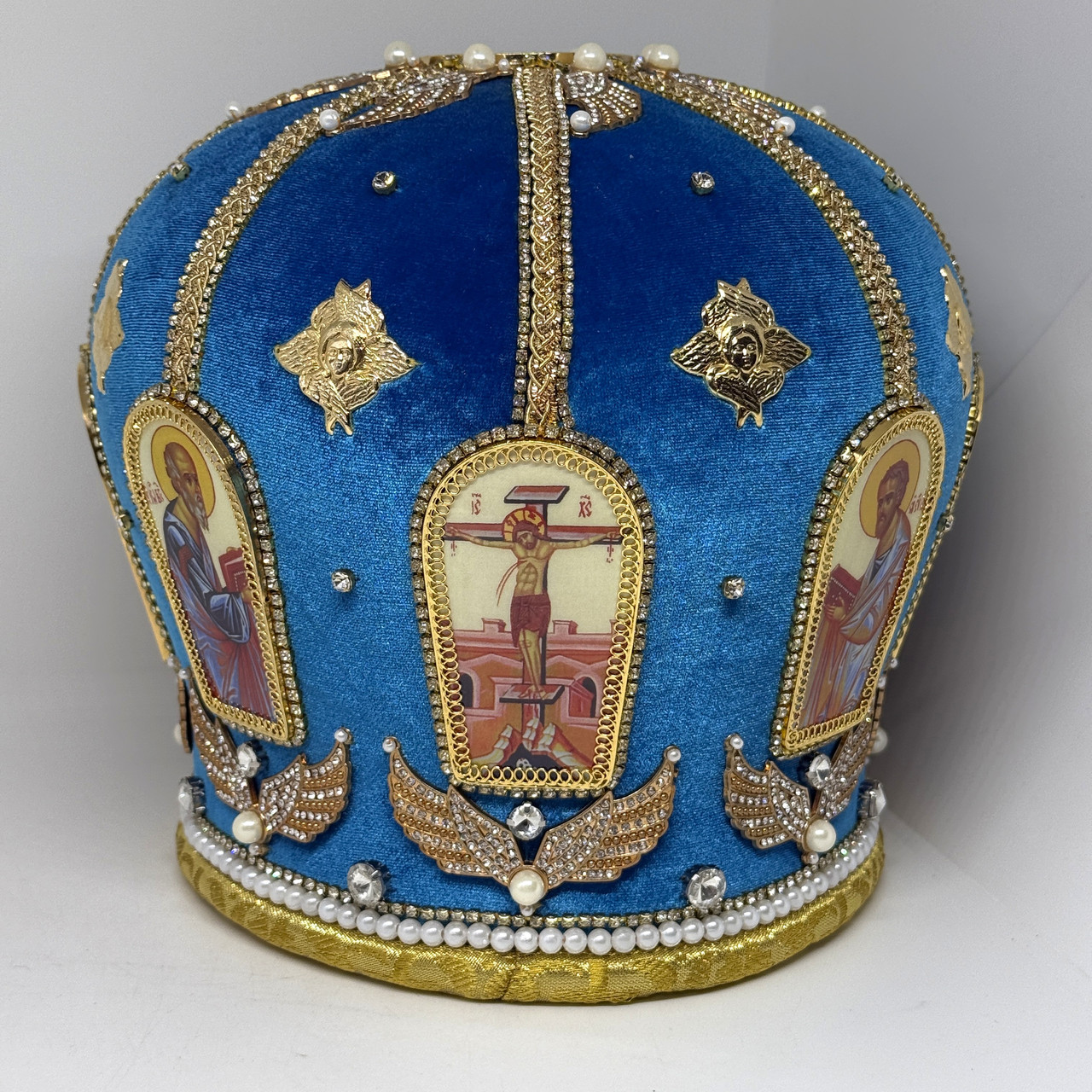 Головний убір для священника (митра) синього кольору, 57,5, фото 1