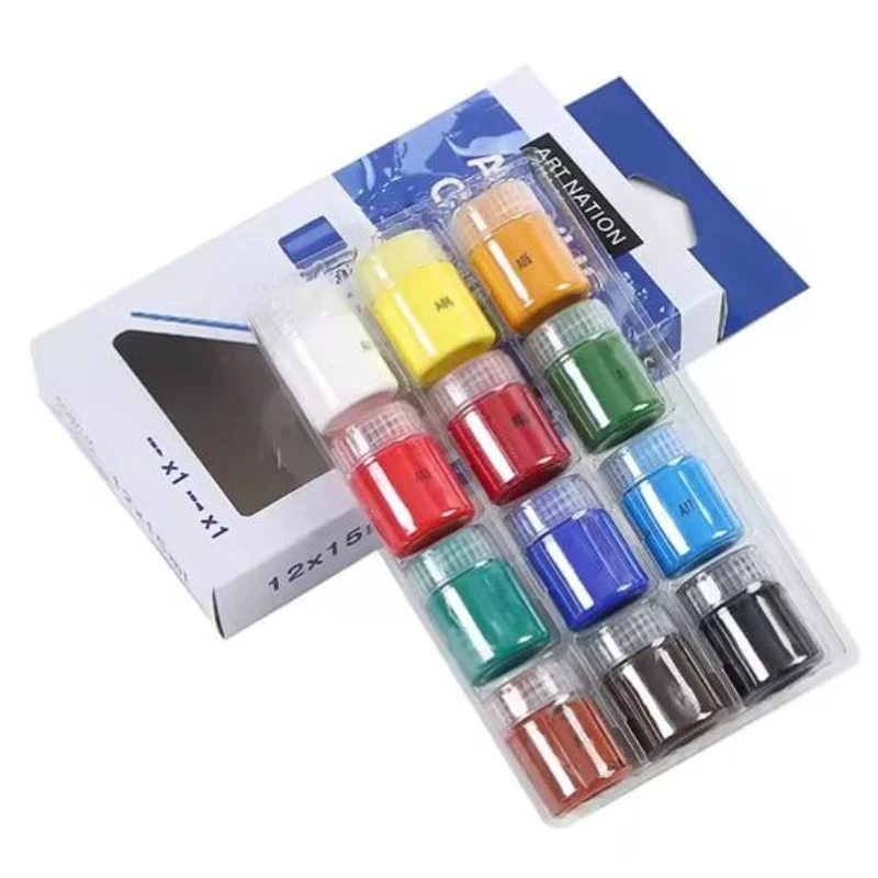 Акрил Art R. "Nation" 12кольорів по 15мл №1215A  (76034) з 2 пензликами, фото 1