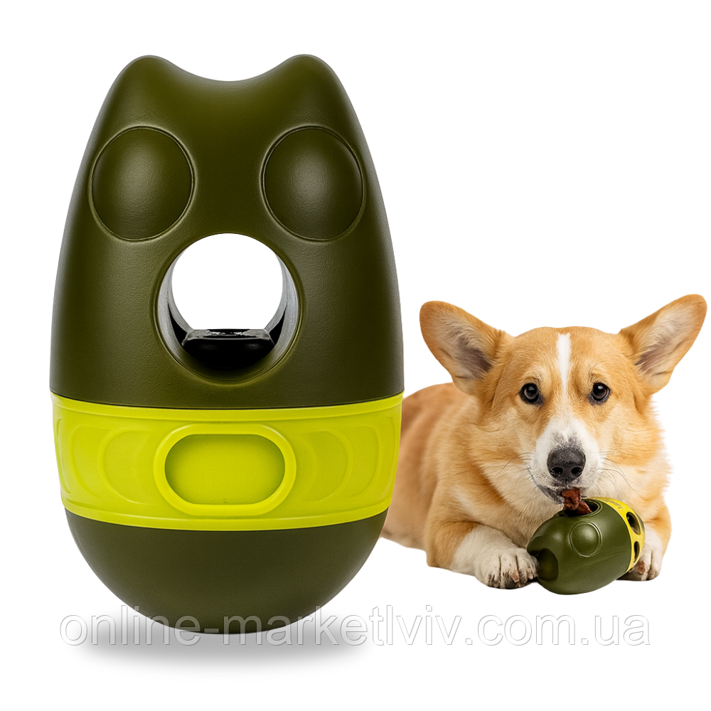 Інтерактивна іграшка-годівниця для собак, 15х9х9 см / Годівниця для тварин / Іграшка-неваляшка для повільного годування собак, фото 1