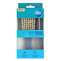 Щітка та гребінець для волосся з натуральною щетиною Canpol babies GOLD синя ( 7/406_blu)