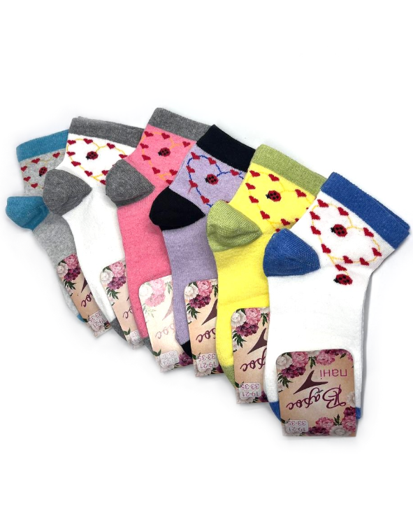 Шкарпетки підліткові стрейч жіночі Сонечко 19-21 (33-35) р. (12 пар!) (Демісезонні) Варос, фото 1