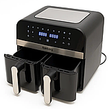 Двокамерна мультипіч Rainberg 4200 Вт Аерофритюрниця 13 л (6.5+6.5 л), Аерогриль без олії, фото 2