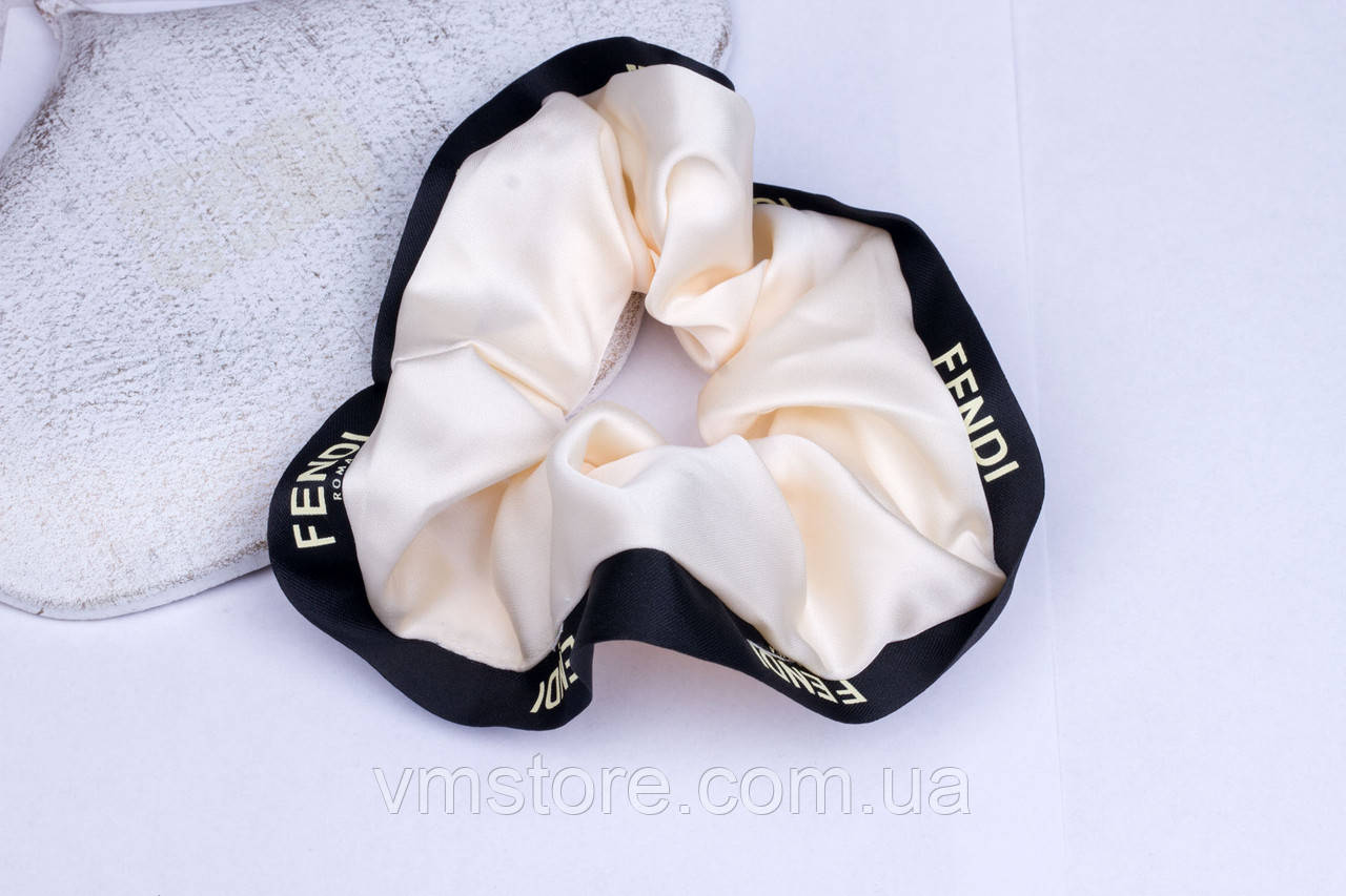 Біла гумка для волосся, резинки скранч, фото 1