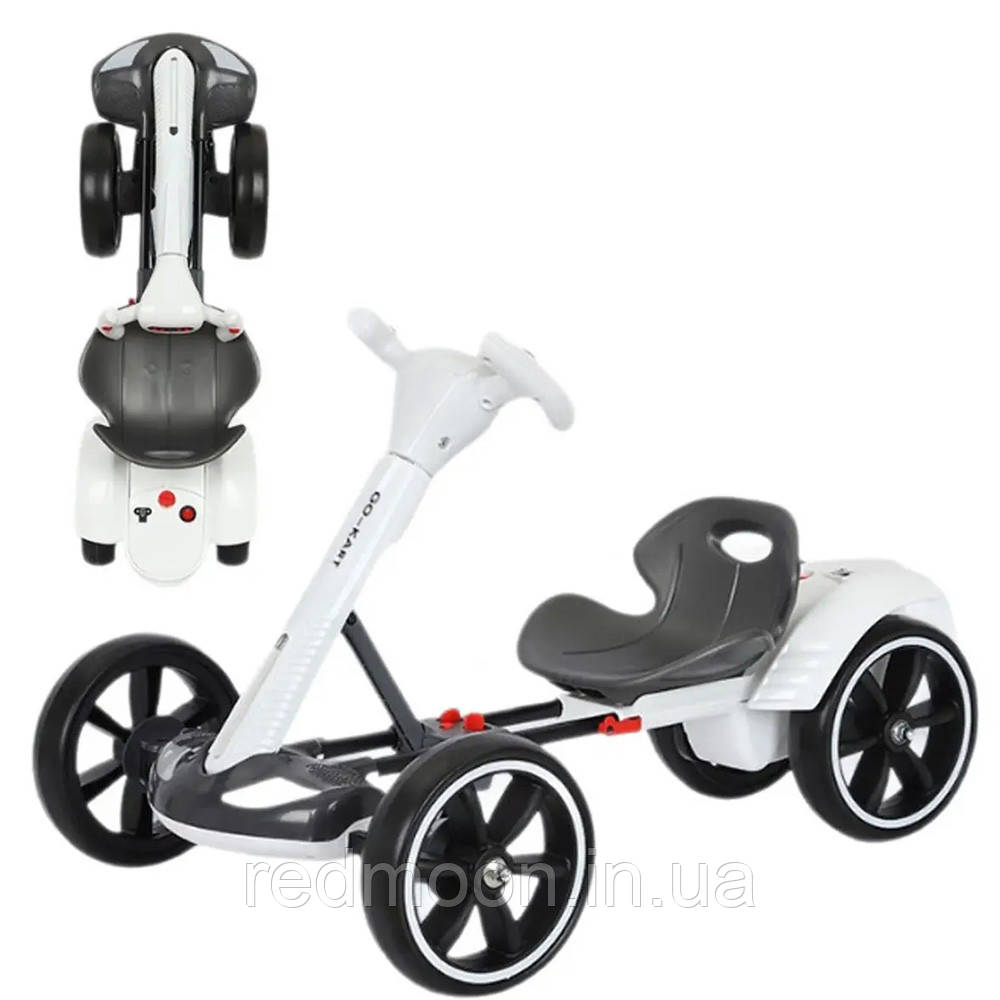 Електрокарт дитячий 6км/год, до 50кг, 86х54х48.5см, HL-B6, Білий / Електричний карт складаний / Дитячий електромобіль, фото 1