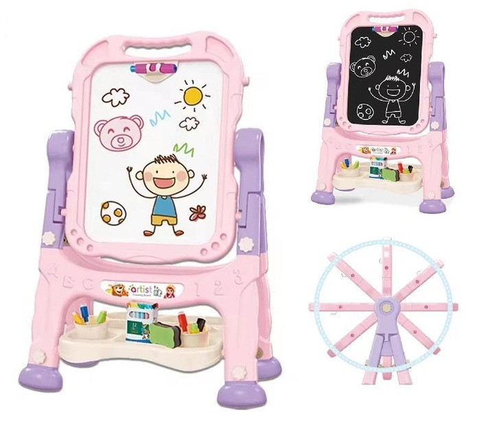 Дитячий мольберт для малювання двухсторонній з магнітами крейдою та маркерами для дітей Дитячі мольберти дошки для малювання, фото 1