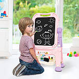 Дитячий мольберт для малювання двухсторонній з магнітами крейдою та маркерами для дітей Дитячі мольберти дошки для малювання, фото 2