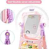 Дитячий мольберт для малювання двухсторонній з магнітами крейдою та маркерами для дітей Дитячі мольберти дошки для малювання, фото 3