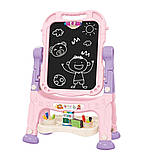 Дитячий мольберт для малювання двухсторонній з магнітами крейдою та маркерами для дітей Дитячі мольберти дошки для малювання, фото 5