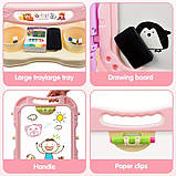 Дитячий мольберт для малювання двухсторонній з магнітами крейдою та маркерами для дітей Дитячі мольберти дошки для малювання, фото 7