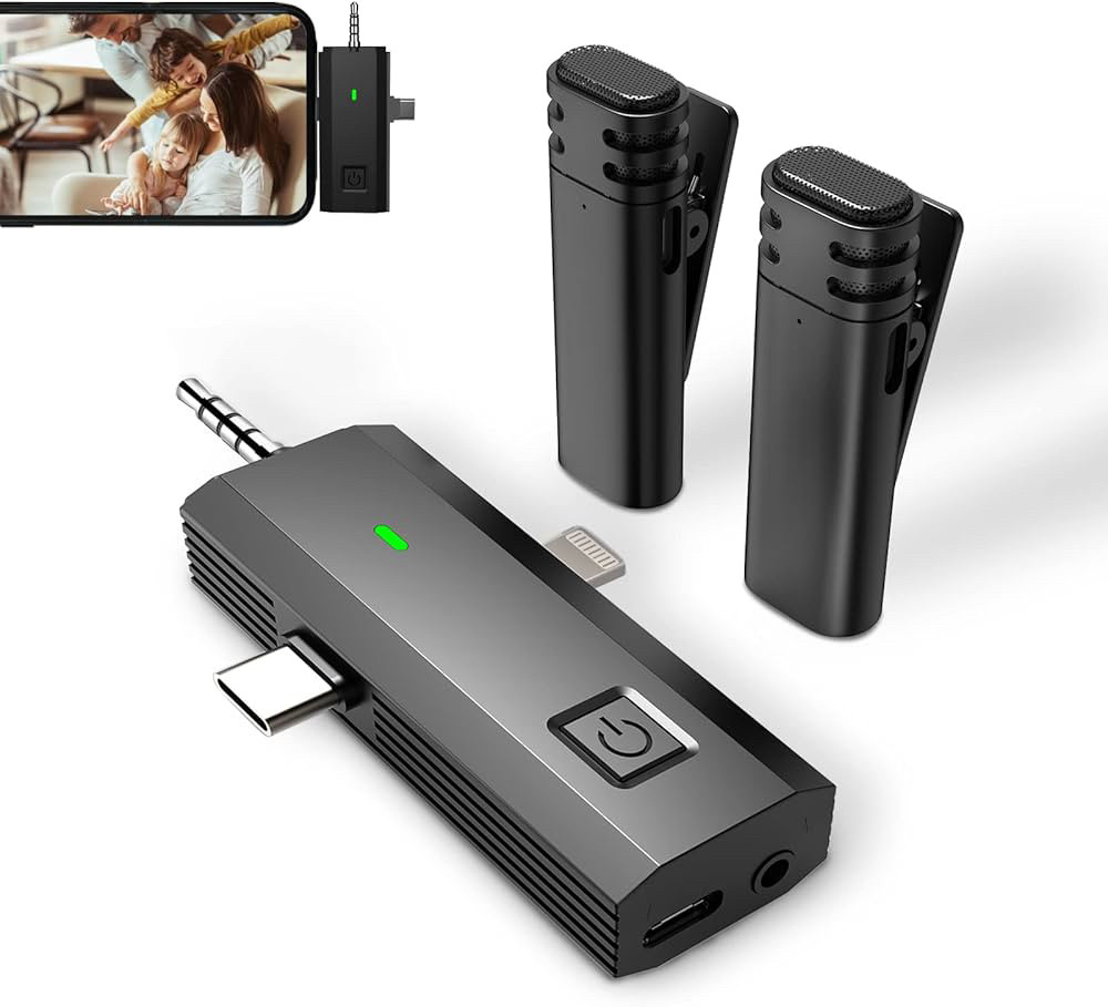 Бездротові петличні мікрофони Sjpzwcrl Dual Wireless Lavalier Microphone для iPhone/iPad/Android/камера, 2.4G, фото 1