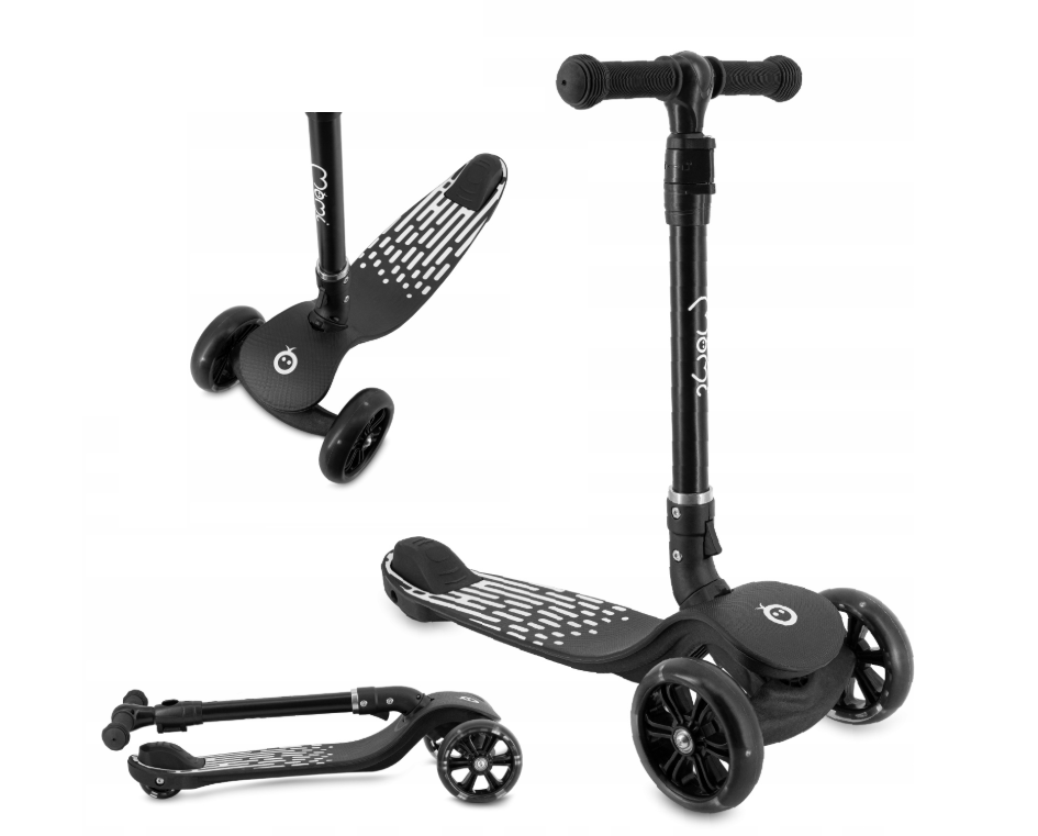 Дитячий триколісний самокат MoMi SAN Black з LED підсвіткою коліс