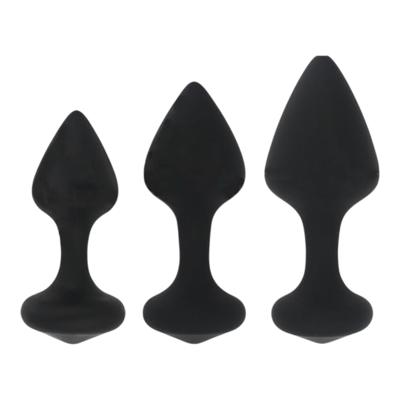 Набір анальних корків 3 Анальні корки для початківців різних розмірів силіконові Black Anal Plug 3x Set, фото 1