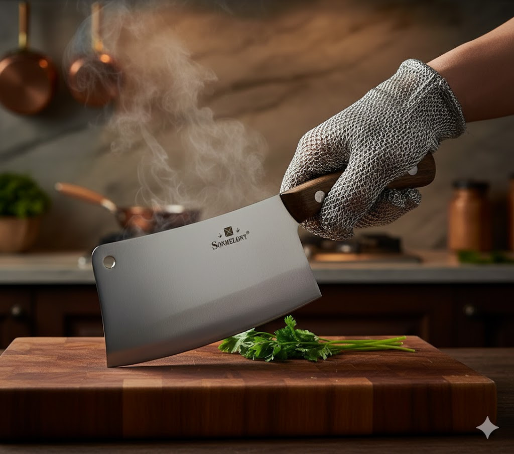 Кухонна сокирка для м’яса 32 см з дерев'яною ручкою — топірець для рубки кісток, шеф ніж для кухні, нержавіюча сталь, WB-451, Gp, фото 1