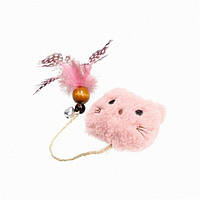 HIPPIE PET Игрушка для котов Плюшевый мишка с перышком розовый 11 см, Оригинал