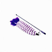 HIPPIE PET Игрушка для котов Удочка тройное фиолетовое перышко 42 см, Оригинал