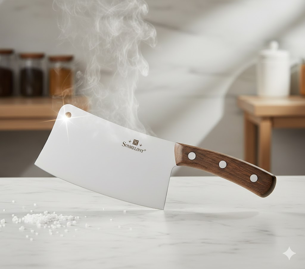 Професійна кухонна сокирка 32 см — топірець шеф-кухаря для рубки м’яса й кісток, нержавіюча сталь, дерев’яна ручка, WB-451, Gp1, фото 1