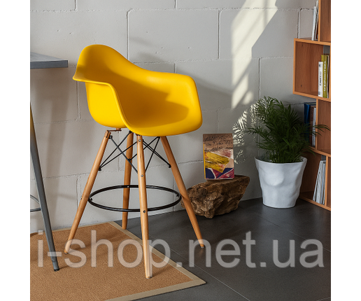 Стілець Тауер Вуд Eames барний високий жовтий, фото 3