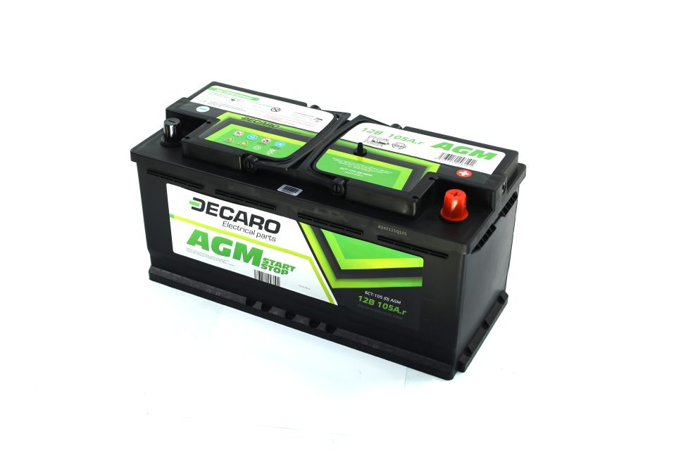 Акумулятор 105Ah 12V DECARO AGM Start-Stop 394×175×190 R EN950 6СТ-105 (0) AGM