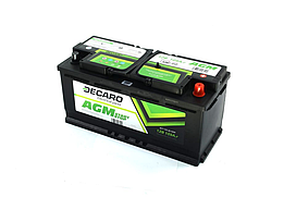 Акумулятор 105Ah 12V DECARO AGM Start-Stop 394×175×190 R EN950 6СТ-105 (0) AGM