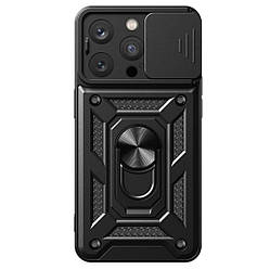 Чохол Primo Shockproof для Apple iPhone 16 Pro - протиударний, з підставкою і шторкою камери - Black