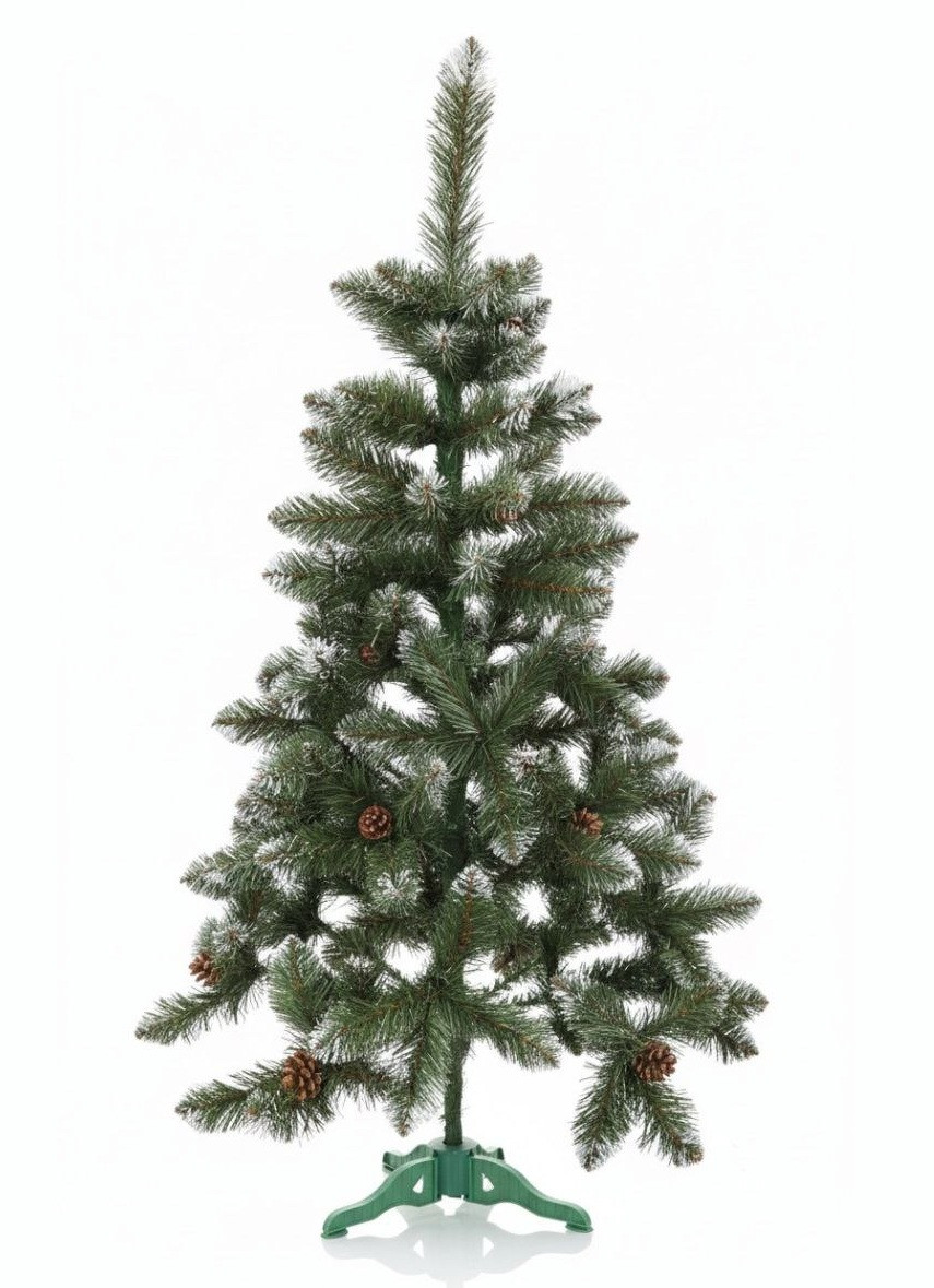 Різдвяна ялинка Лідія з білими кінчиками і шишками 1.3 м., фото 1
