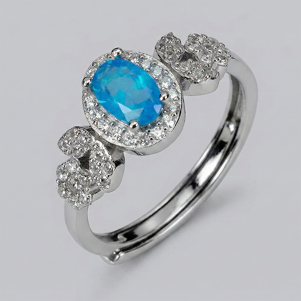 Опал блакитний срібна каблучка, 0615ЛО, фото 1