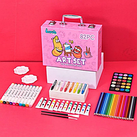 Дитячий набір для малювання в валізці (82 предмети), Рожевий / Художній набір для творчості