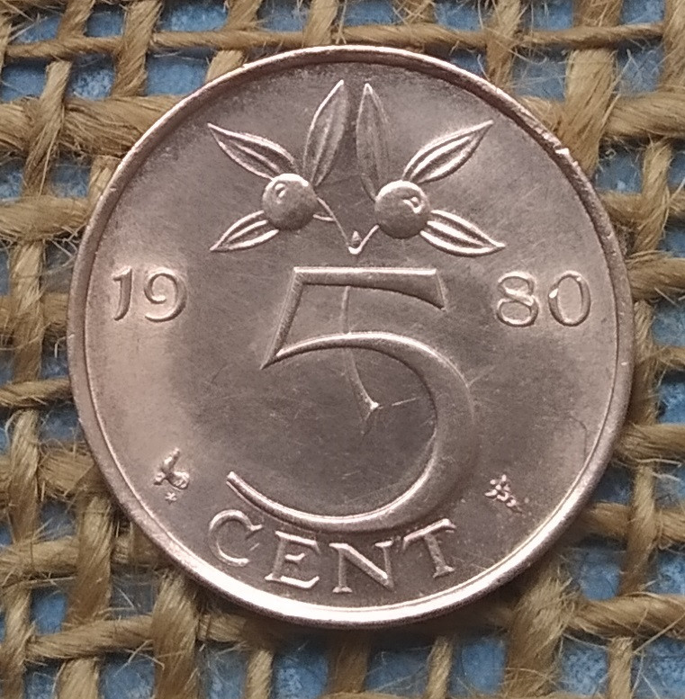 5 центiв 1980 року. Нiдерланди, фото 1