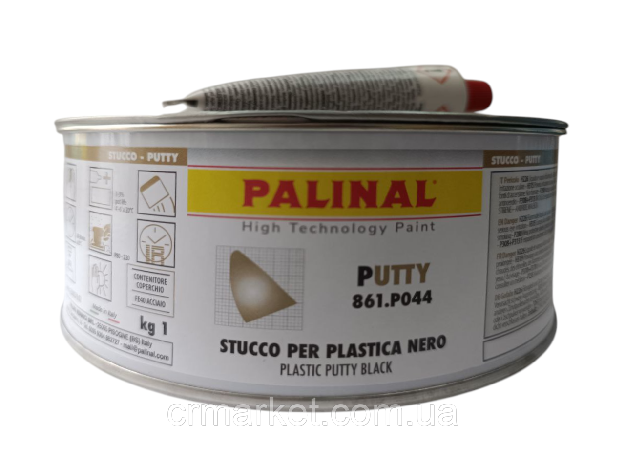 PALINAL шпаклівка для пластику Polyester Putty Plastic 1кг (чорна), фото 1