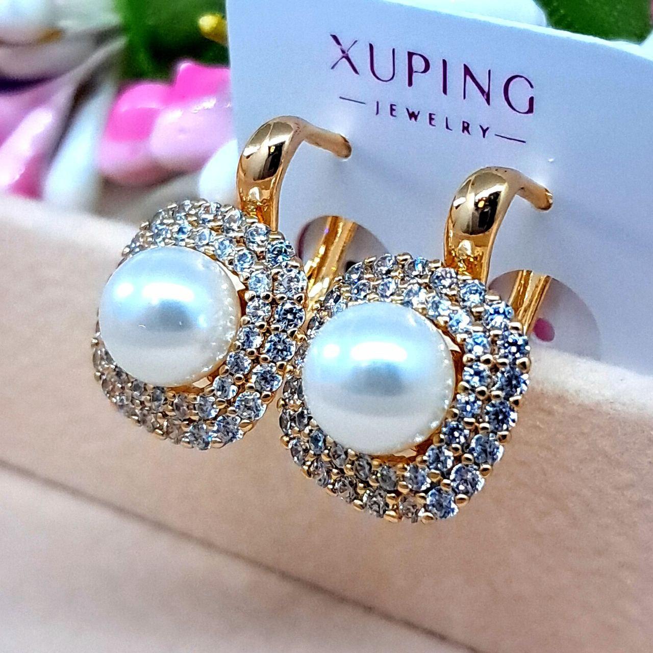 Сережки Перлина медичне золото Розмір 18 × 11 мм англійська застібка Xuping 6080