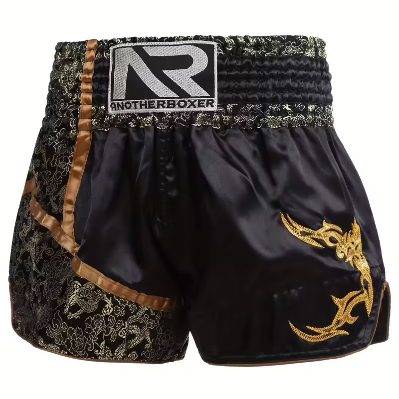 Шорти для тайського боксу Муай Тай р-рM (150-160см), шорти для кікбоксингу Another Boxer чорно-золоті, фото 1