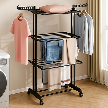 Підлогова сушарка для білизни, до 30 кг, 3 яруси, 170х126х64см / Складна сушарка для одягу / Багатоярусна сушарка для білизни