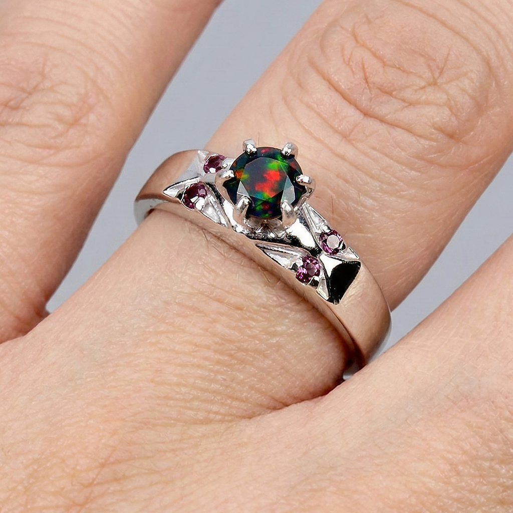 Опал чорний срібна каблучка, 0616ЛО, фото 1